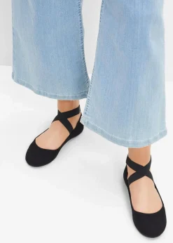 bonprix Sommerschuhe|Schuhe & Accessoires In Spezialgrößen·Schuhe In Übergröße|Ballerinas mit elastischen Riemen schwarz