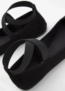 bonprix Sommerschuhe|Schuhe & Accessoires In Spezialgrößen·Schuhe In Übergröße|Ballerinas mit elastischen Riemen schwarz