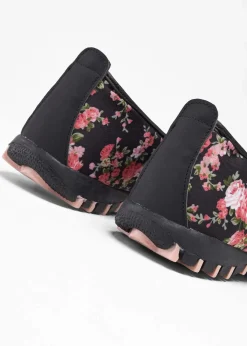 bonprix Sommerschuhe|Schuhe & Accessoires In Spezialgrößen·Schuhe In Übergröße|Ballerinas mit Profilsohle schwarz geblümt