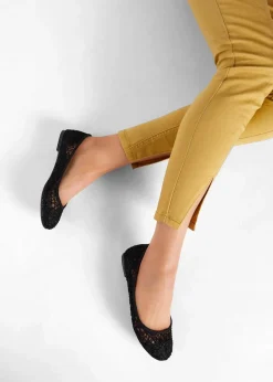 bonprix Schuhe & Accessoires In Spezialgrößen·Schuhe In Übergröße|Sommerschuhe|Ballerinas mit Spitze schwarz