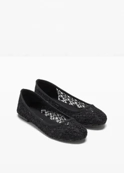 bonprix Schuhe & Accessoires In Spezialgrößen·Schuhe In Übergröße|Sommerschuhe|Ballerinas mit Spitze schwarz