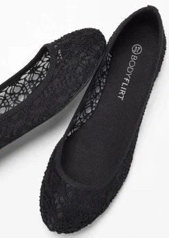 bonprix Schuhe & Accessoires In Spezialgrößen·Schuhe In Übergröße|Sommerschuhe|Ballerinas mit Spitze schwarz