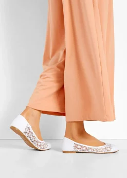 bonprix Sommerschuhe|Schuhe & Accessoires In Spezialgrößen·Schuhe In Übergröße|Ballerinas mit Spitze weiß