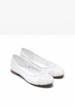 bonprix Sommerschuhe|Schuhe & Accessoires In Spezialgrößen·Schuhe In Übergröße|Ballerinas mit Spitze weiß