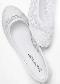 bonprix Sommerschuhe|Schuhe & Accessoires In Spezialgrößen·Schuhe In Übergröße|Ballerinas mit Spitze weiß