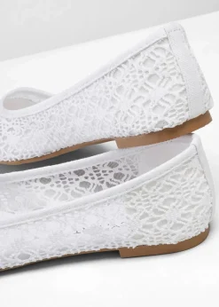 bonprix Sommerschuhe|Schuhe & Accessoires In Spezialgrößen·Schuhe In Übergröße|Ballerinas mit Spitze weiß