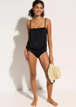 Bandeau-Badeanzug mit abnehmbaren Trägern|bonprix Online