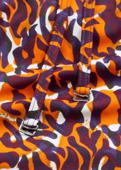 bonprix Nachhaltigere Materialien|Badeanzüge|Bandeau-Badeanzug mit Multiway-Trägern lila/hellbraun leo bedruckt