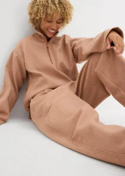 bonprix Hosen|Zweiteiler & Sets|Barrelhose in Wolloptik schokosorbet meliert