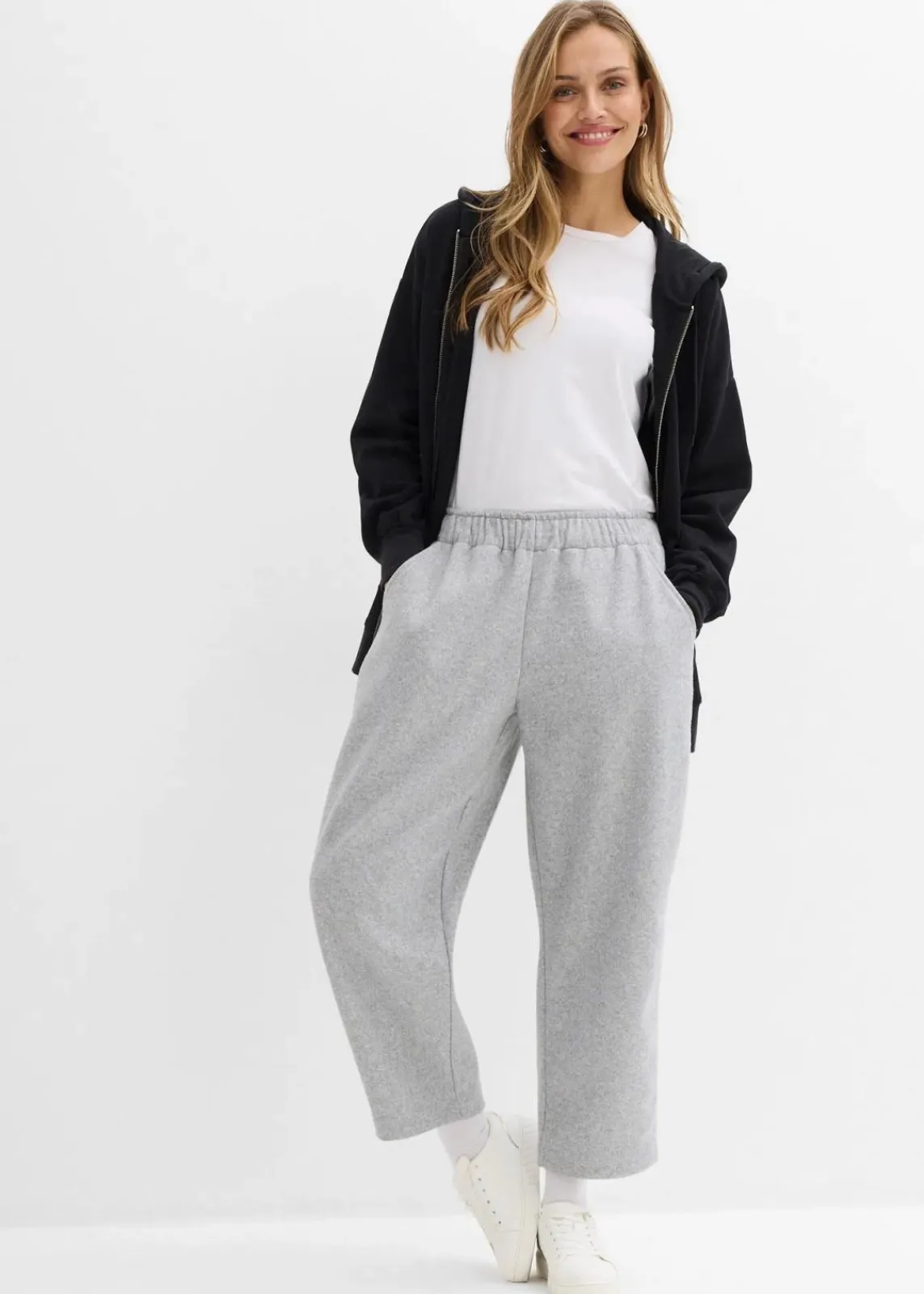 bonprix Bekleidung·Kleider|Zweiteiler & Sets|Barrelhose in Wolloptik schattengrau meliert