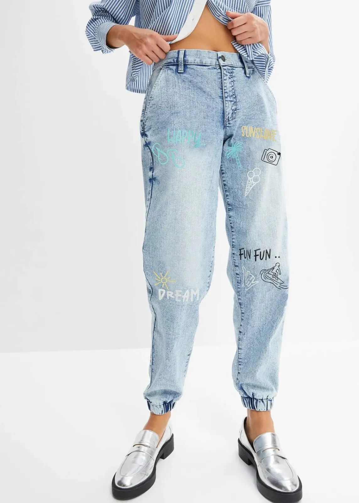 Barrel-Jeans, Mid Waist, Bequembund|bonprix Clearance