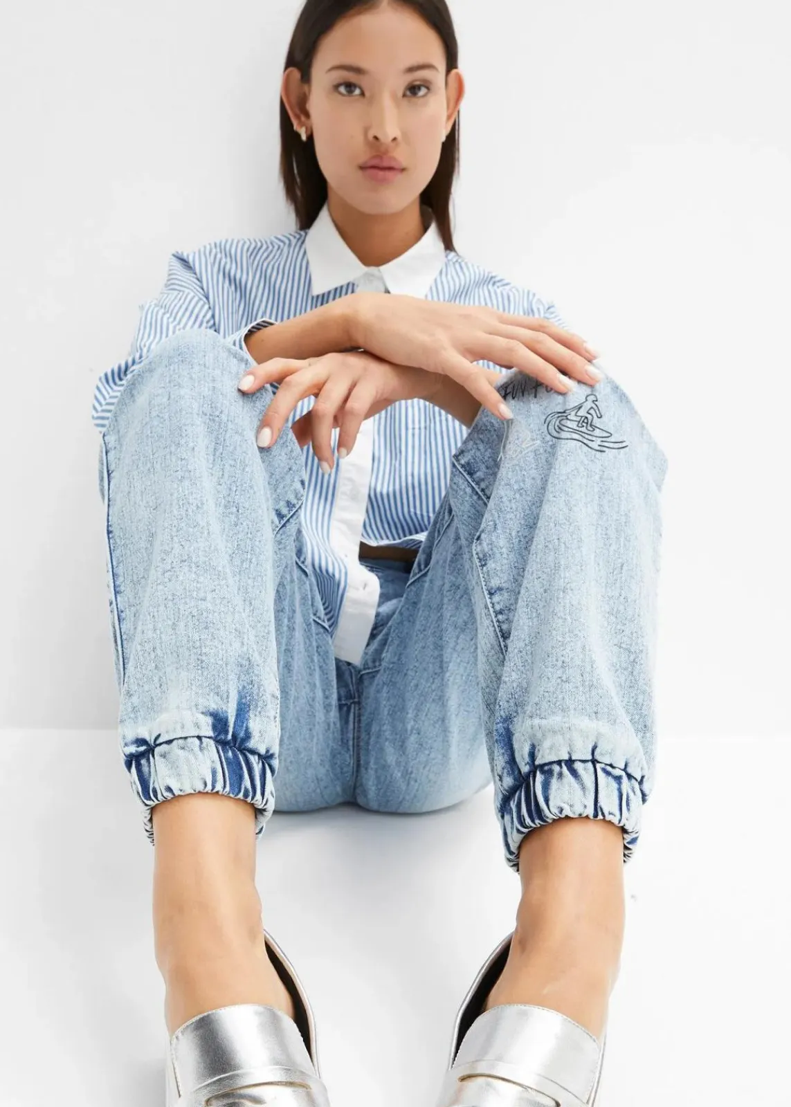 Barrel-Jeans, Mid Waist, Bequembund|bonprix Clearance