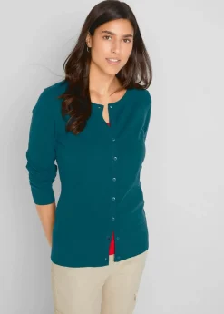 Basic Feinstrickjacke mit recycelter Baumwolle|bonprix Discount