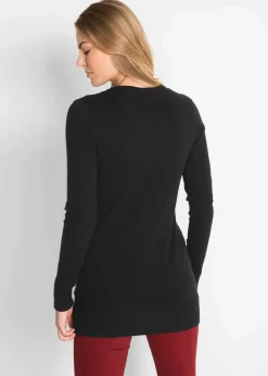 Basic Longpullover mit V-Ausschnitt|bonprix New