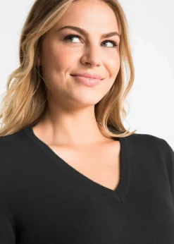 Basic Longpullover mit V-Ausschnitt|bonprix New