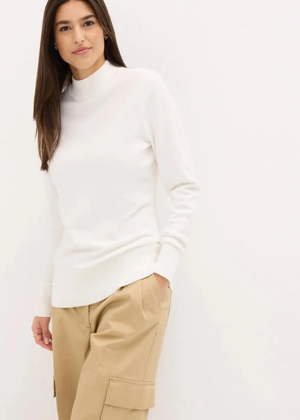 Basic Pullover mit Stehkragen mit recycelter Baumwolle|bonprix Clearance