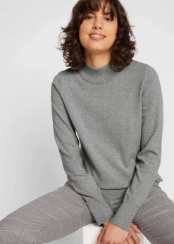Basic Pullover mit Stehkragen mit recycelter Baumwolle|bonprix Best