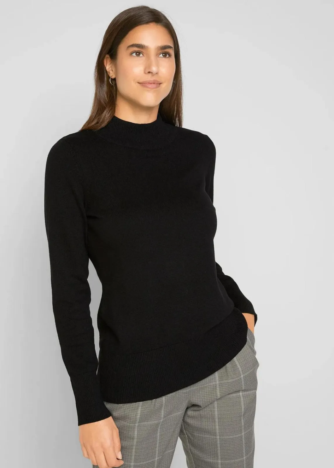 Basic Pullover mit Stehkragen mit recycelter Baumwolle|bonprix Discount