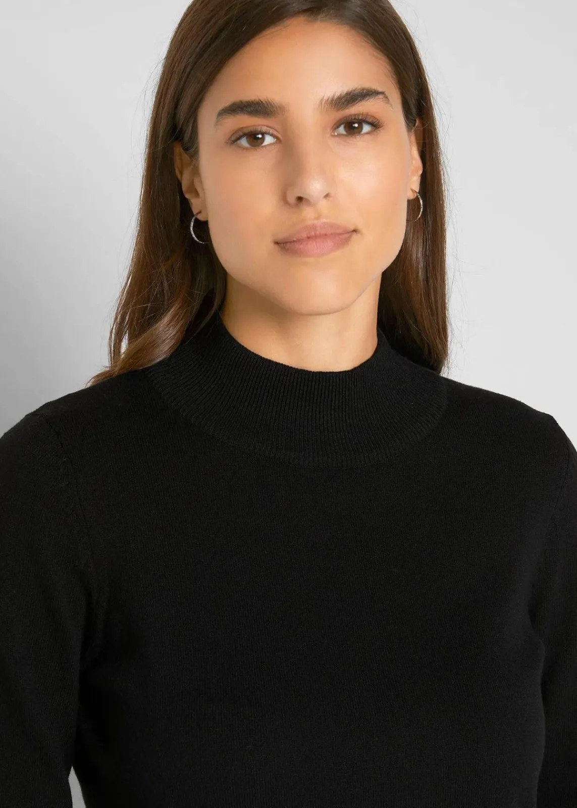 Basic Pullover mit Stehkragen mit recycelter Baumwolle|bonprix Discount