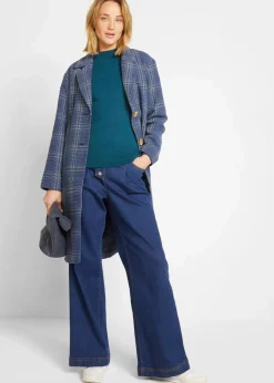 bonprix Pullover & Strickjacken|Basics|Basic Pullover mit Stehkragen mit recycelter Baumwolle blaupetrol