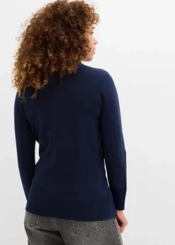 bonprix Pullover & Strickjacken|Basics|Basic Rollkragenpullover dunkelblau