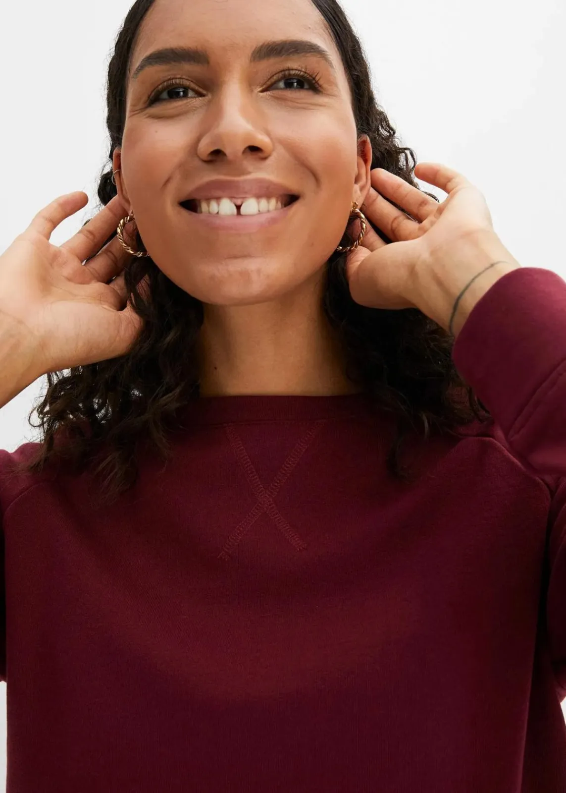 bonprix Sweat|Basics|Basic Sweatshirt ahornrot