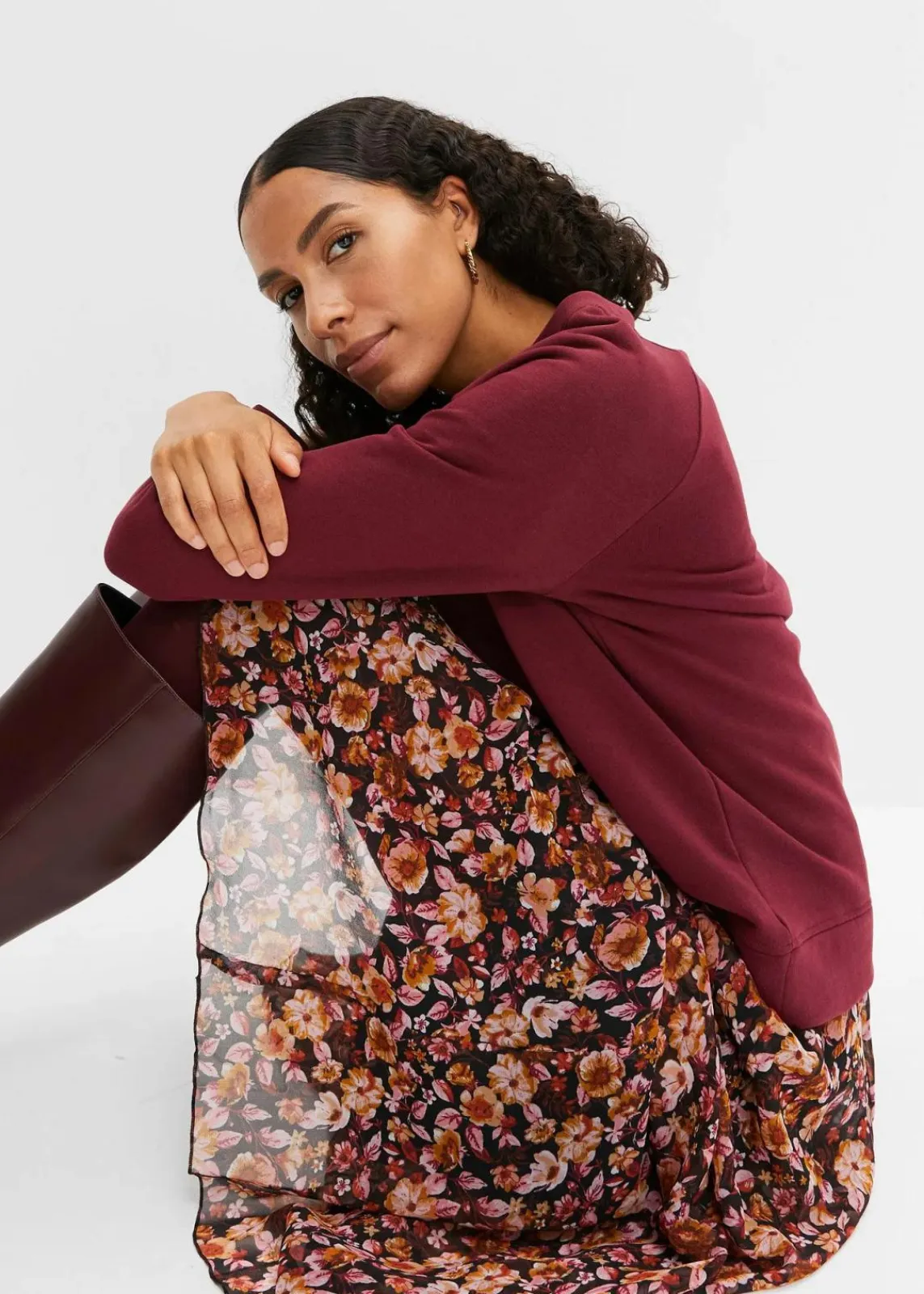 bonprix Sweat|Basics|Basic Sweatshirt ahornrot