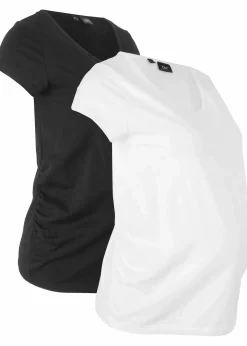 bonprix Bekleidung·Blazer|Nachhaltigere Materialien|Basic Umstandsshirts aus Bio-Baumwolle, (2er-Pack) schwarz+weiß