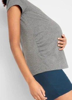 bonprix Nachhaltigere Materialien|Umstandsmode|Basic Umstandsshirts aus Bio-Baumwolle, (2er-Pack) dunkelblau+grau meliert