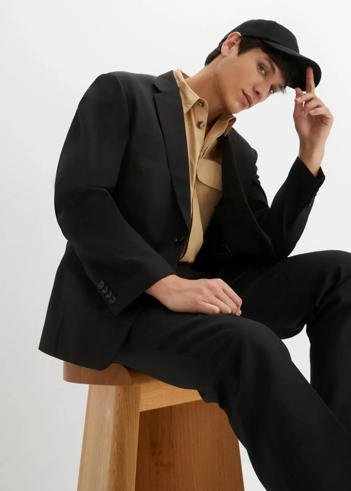 bonprix Große Größen|Anzüge & Sakkos|Baukasten-Sakko, Regular Fit schwarz