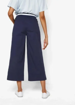 bonprix Hosen|Baumwoll Papertouch- Culotte mit Bequembund dunkelblau
