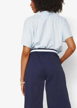 bonprix Hosen|Baumwoll Papertouch- Culotte mit Bequembund dunkelblau