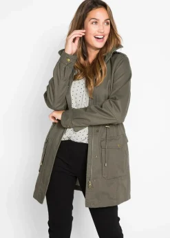 bonprix Bekleidung·Hosen|Jacken & Mäntel|Baumwoll Parka mit Jerseyfutter dunkeloliv