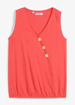 bonprix Bekleidung·Jacken & Mäntel|Blusen & Tuniken|Baumwoll Top in Wickeloptik mit Gummibund hummer