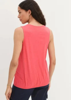 bonprix Bekleidung·Jacken & Mäntel|Blusen & Tuniken|Baumwoll Top in Wickeloptik mit Gummibund hummer