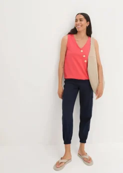 bonprix Bekleidung·Jacken & Mäntel|Blusen & Tuniken|Baumwoll Top in Wickeloptik mit Gummibund hummer