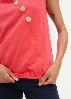 bonprix Bekleidung·Jacken & Mäntel|Blusen & Tuniken|Baumwoll Top in Wickeloptik mit Gummibund hummer