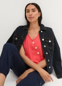 bonprix Bekleidung·Jacken & Mäntel|Blusen & Tuniken|Baumwoll Top in Wickeloptik mit Gummibund hummer