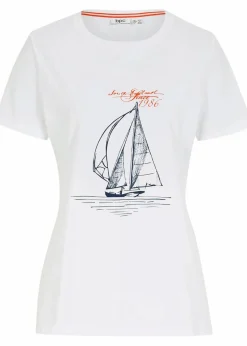 Baumwoll T-Shirt mit Seitenschlitz und Druck|bonprix New