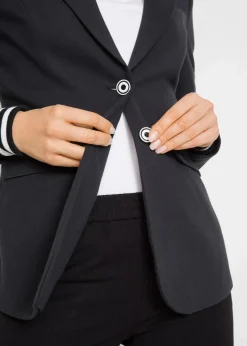 Baumwoll-Blazer mit gestreiften Details|bonprix Online