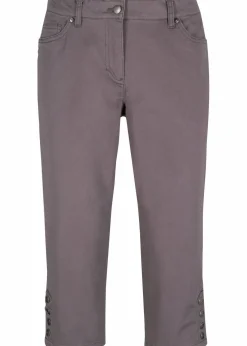 bonprix Bekleidung·Kleider|Hosen|Baumwoll-Capri-Hose mit Bequembund und Knöpfen schiefergrau