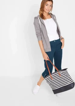 bonprix Hosen|Bekleidung·Kleider|Baumwoll-Capri-Hose mit Bequembund und Knöpfen dunkelblau