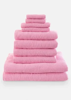 bonprix Handtücher|Baumwollhandtuch Set (10-tlg. Set) pink