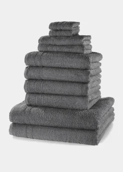 bonprix Handtücher|Baumwollhandtuch Set (10-tlg. Set) anthrazit