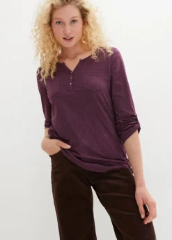 Baumwoll-Henleyshirt mit Knopfleiste|bonprix Sale