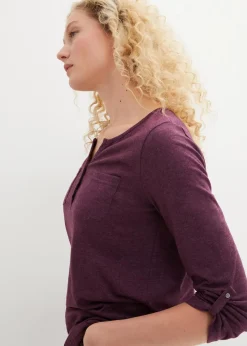 Baumwoll-Henleyshirt mit Knopfleiste|bonprix Sale