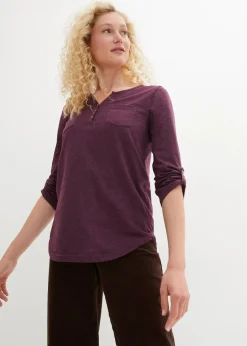 Baumwoll-Henleyshirt mit Knopfleiste|bonprix Sale