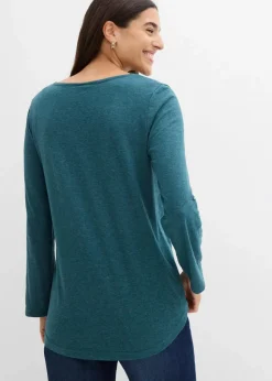 Baumwoll-Henleyshirt mit Knopfleiste|bonprix Discount