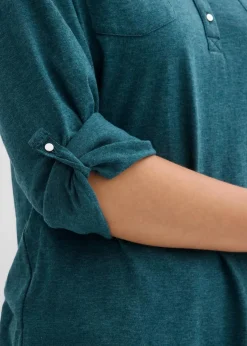 Baumwoll-Henleyshirt mit Knopfleiste|bonprix Discount