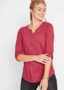 Baumwoll-Henleyshirt mit Knopfleiste|bonprix New